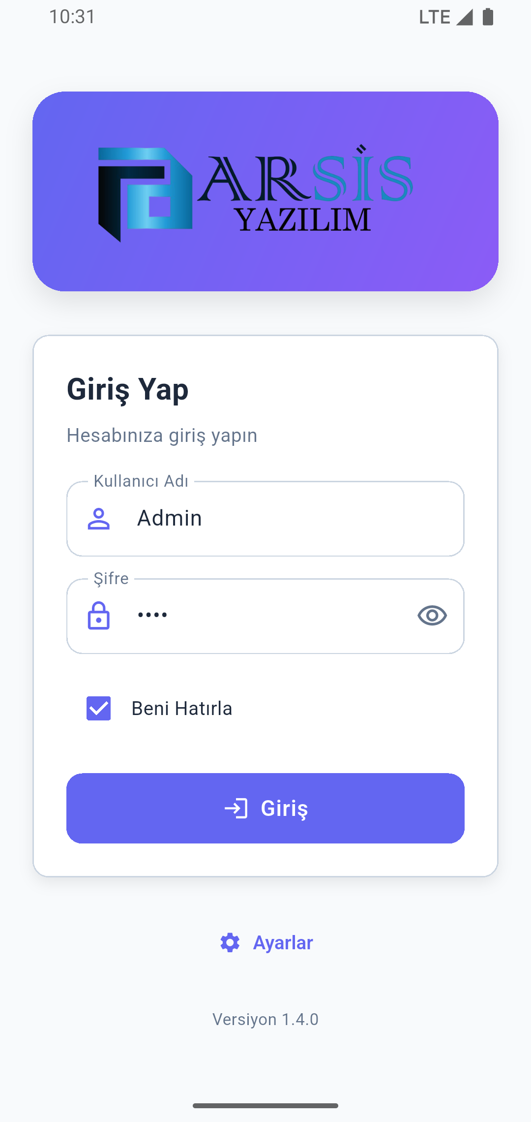 Arsis Yazılım — Güvenli Giriş